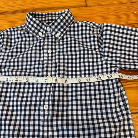 Janie & Jack navy gingham long sleeve button-up shirt Kids 6 dressy holiday - Picture 8 of 9